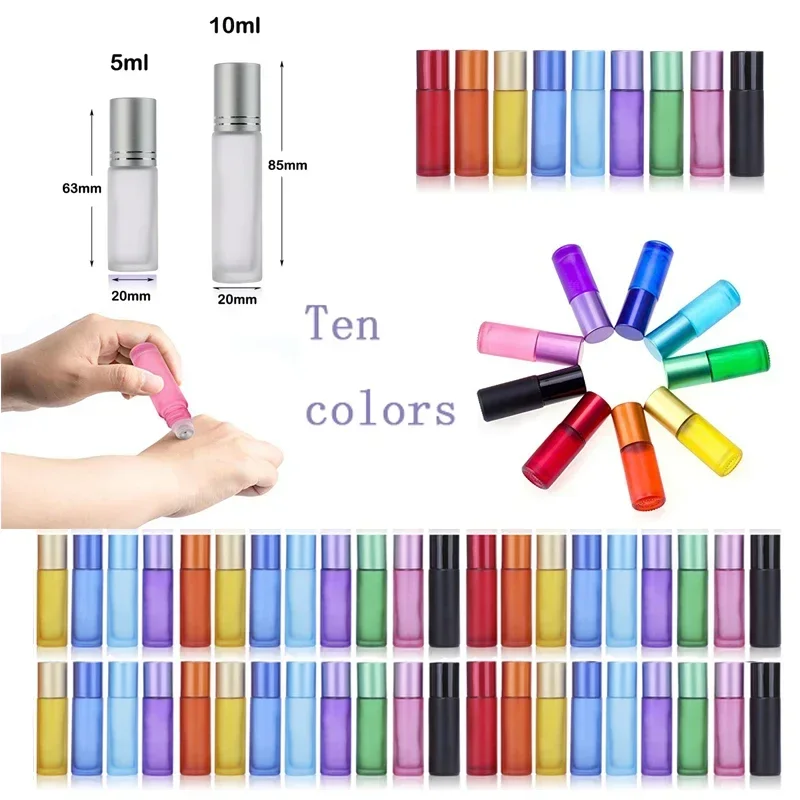 Perfume Fragrance Dispenser - 10/30/50Pcs 5-10ml Frosted Glass Roller Bottles