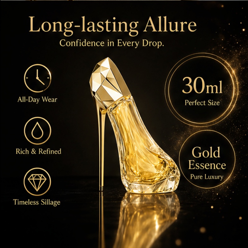 Luxurious golden high-heeled s - Perfume High Fragrance recension och pris