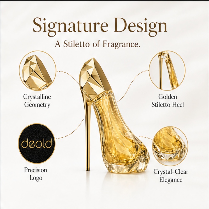 Luxurious golden high-heeled s - Perfume High Fragrance recension och pris